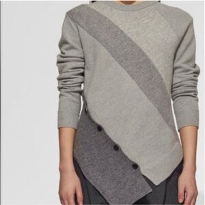 Gray wool cashmere Sweater with Button Detail